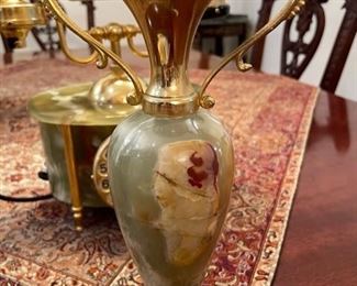 PRICE - $75; Greek marble fancy vase; 3" base diameter x 9.5" high.