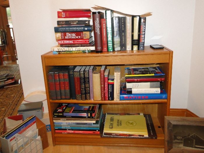 Books vary in price. Bookcase 36x12x30". $40 there are two of these bookcases