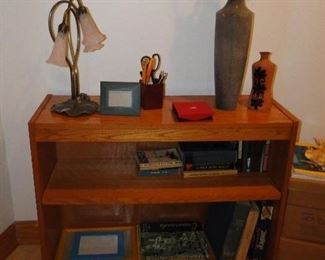 Second Bookcase Same size as the other. Floral Style Lamp $45, Vases vary in price.