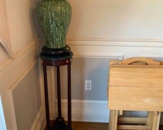 Chinese vase on plant stand