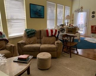 Rocking loveseat, coffee table