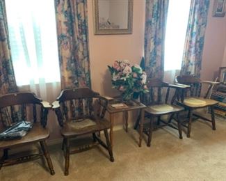 Four wooden dining chairs