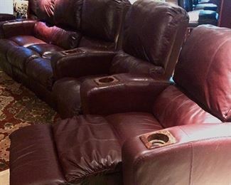 Movie theatre seating leather 6 pieces all reclining 