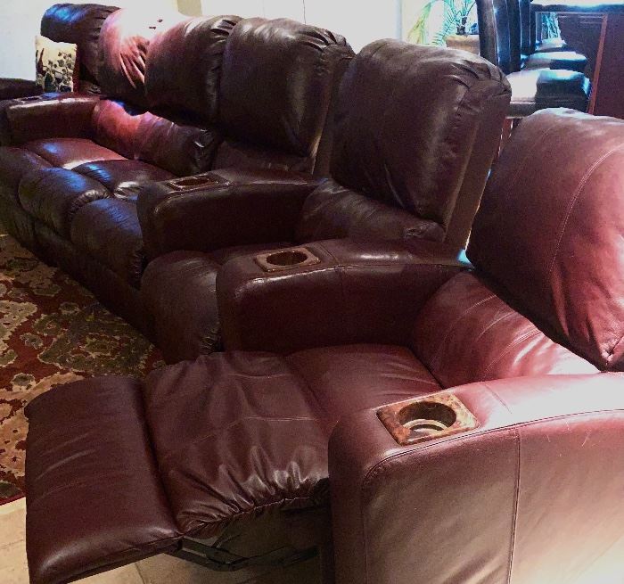 Movie theatre seating leather 6 pieces all reclining 