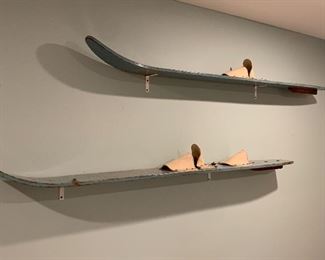 Vintage wood waterskis  has brackets