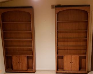 Pair of vintage bookshelves. 90"H x 42"W x 9"D. Available for pre-sale. For more information, please contact us at contactmvp@moorevaluepros.com