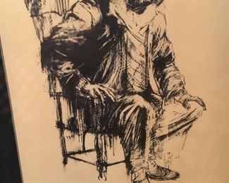 #14  ROBERT OWEN (?) OLD MAN SITTING                                                   WITHOUT FRAME. APPROX. 11 1/2 X 15 1/2                                      $150.00