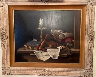 #1  OIL PAINTING BY F.J. NAGTEGAAL.                                    WITHOUT FRAME. APPROX. 24 x 30.                                        “VIOLIN” WITH OBJECTS.                                                                    $1200.00 