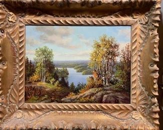 #23.  PLANDING  OIL PAINTING. LANDSCAPE WITH TREES. APPROXIMATELY 16 x 12.              $400.00