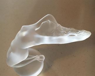 LALIQUE “CHRYSIS” NUDE SCULPTURE. FROSTED ART CRYSTAL FIGURINE. SIGNED.                           $400.00
