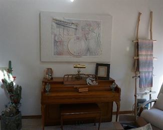 piano, quilt ladder