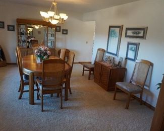 dining table, buffet, china cabinet