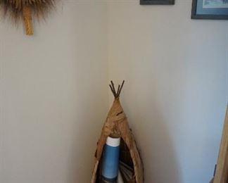 canoe and other Native American decor