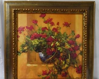 Red Flowers in Bowl in Niché by Lozig