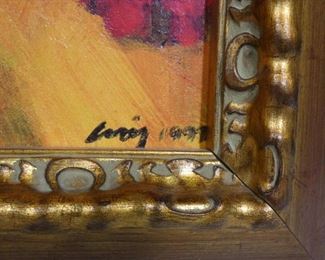 Red Flowers in Bowl in Niché by Lozig