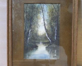 Tree river painting by July AR