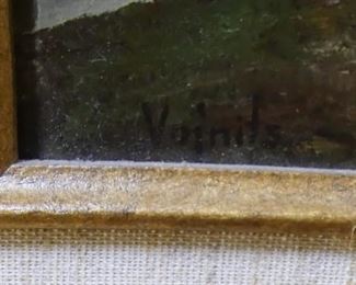 Oil on Board of Colonial Times Village by Vojnits