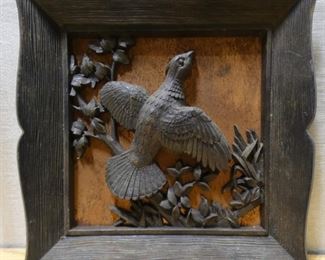 Wood Carved Bird on Copper