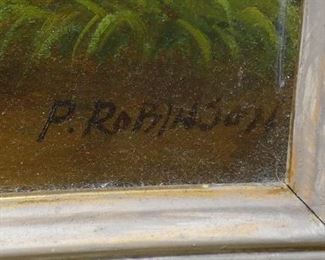 Rooster, Hens, & Chicks by P. Robinson