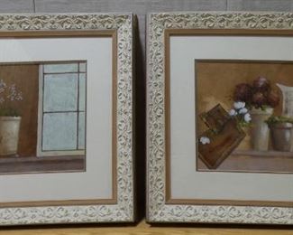 2 Still Life's with Copper Flower Pots