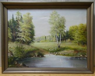 Birch Trees around Stream, by Euaerf