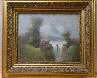 Unsigned Oil on Board, Waterfall Scene
