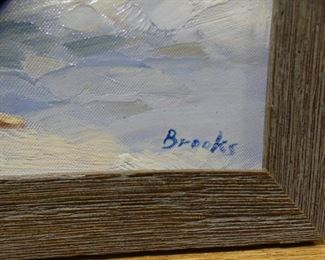 Oil Painting Children on Beach by Brooks