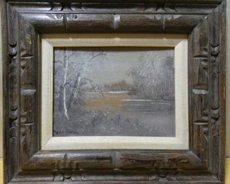 Winter Scene Oil on Board by Doris Faske