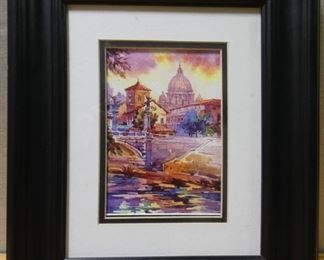 River Scene with Sunrise Dome