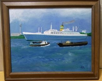 River Scene with Sunrise Dome