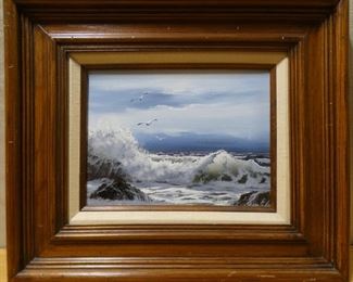 Seagulls over Crashing Waves