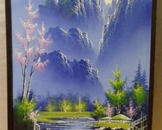 Asian Style Mountains and Waterfall