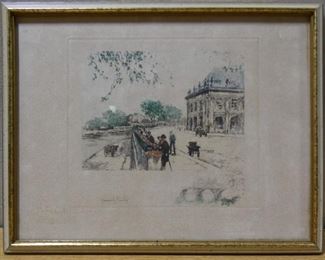 "Book Stalls by the Seine" c 1910 by Le Richy
