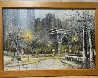 Washington Square NYC Snow and Umbrellas