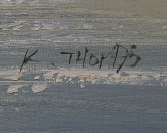 Oil Fishing Boat at Dock by K. Thomas