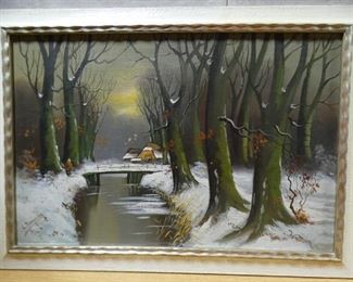 Winter Homestead at Night by L. Yongesan