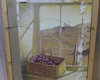 Signed Watercolor of People & Trees on Beach