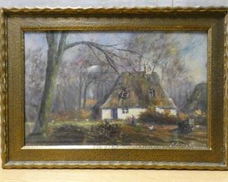 Two Thatched Roof Houses by Joseph Stimart