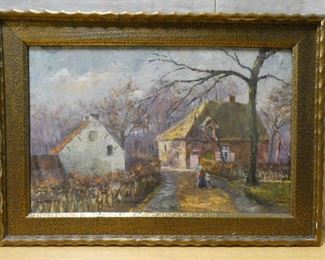 Two Thatched Roof Houses by Joseph Stimart