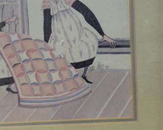 P. Buckley Moss 2 Amish Women Quilting