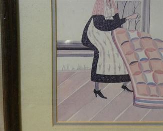 P. Buckley Moss 2 Amish Women Quilting