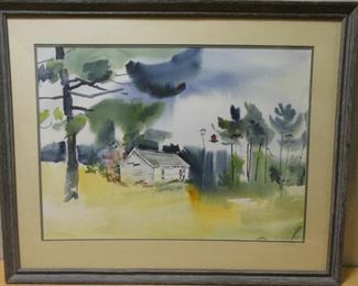Watercolor House Signed by Nelson