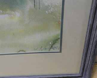 Watercolor House Signed by Nelson