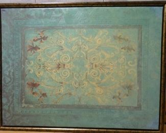 Large Teal & Cream Decorator Painting