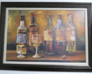 Large Framed Wine Picture by Marilyn Hageman