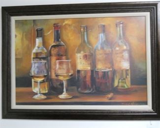 Large Framed Wine Picture by Marilyn Hageman