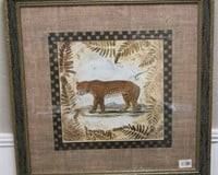 Framed Leopard Print with Burlap mat