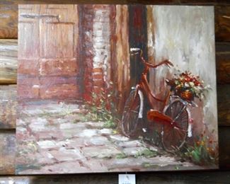 Oil painting of a bicycle
