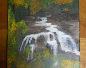 Waterfall oil painting