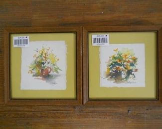 2 Floral Watercolors by P Koeller